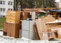 Bulky waste collection in winter Royalty Free Stock Photo