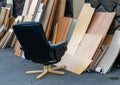 Bulky waste with office chair for recycling on the street Royalty Free Stock Photo