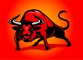 Angry red bull icon. Royalty Free Stock Photo