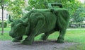 Bull from of artificial lawn grass, topiary figure