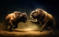 Bull and bear battle, stock market, market forecast, generative ai