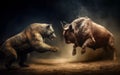 Bull and bear battle, stock market, market forecast, generative ai