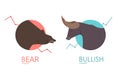 NBull and bear concept illustration. Market exchanging, trading and business.