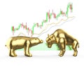 Bull and bear economy concept with bull and bear confront