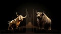 bull and bear financial infograhic stock market chart award in gold and black
