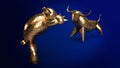 Bull bear gold 3d rendering for business content