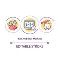 Bull and bear markets concept icon