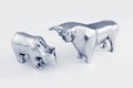 Bull and bear on a white background