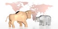 Bull and bear, world map - market/ finance/ stock concept