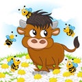 Bull and bee Royalty Free Stock Photo