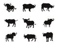 Bull bison or buffalo silhouettes vector Royalty Free Stock Photo