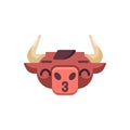 Bull Blowing Kiss Emoji Flat Icon