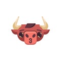 Bull Blowing Kiss Emoji Flat Icon