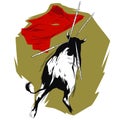 Bull on bullfight. Illustration for internet and mobile website