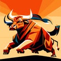 bull in the bullfight, vector graphics, a set of illustrations generative AI