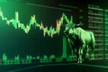 Bullish Divergence in Stock Market and Crypto Currency on Green Graph Background, generative AI