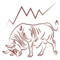 Bull and bullish stock market trend Royalty Free Stock Photo