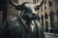 Bull business suit money. Generate Ai
