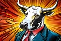 Bull businessman - Stock market uptrend concept