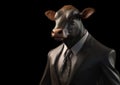 a bull businessman wearing a suit on clean background. Wildlife Animals. Illustration, generative AI Royalty Free Stock Photo