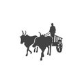 Bull cart with standing farmer vector. kharata vector. bailgadi