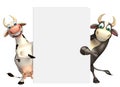 Bull and Caw Collection with white board Royalty Free Stock Photo