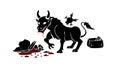 Bull Charging with Blood Splatter Silhouette Vector, vector design Generative AI Royalty Free Stock Photo
