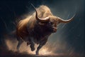 bull, charging forward with its horns lowered in attack Royalty Free Stock Photo