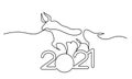 Bull Continuous one line drawing. Chinese New Year 2021 Royalty Free Stock Photo