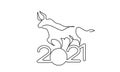 Bull Continuous one line drawing. Chinese New Year 2021 Royalty Free Stock Photo