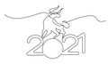 Bull Continuous one line drawing. Chinese New Year 2021 Royalty Free Stock Photo