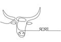 Bull continuous one line drawing. Symbol of the 2021 new year. The concept of strength, confidence and reliability isolated on Royalty Free Stock Photo
