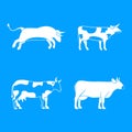 Bull, cow icon blue set vector Royalty Free Stock Photo