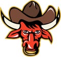 Bull Cowboy Head Front Retro