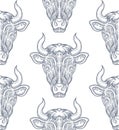 Bull decorative pattern ellement.