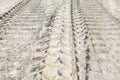 Bull Dozer and Truck Tracks in Sand