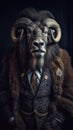 Bull dressed in an elegant suit with a nice tie