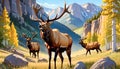 Bull elk antlers dominant herd meadow territory Royalty Free Stock Photo