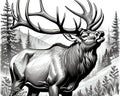 Bull elk bugling line sketch artwork minimal design