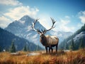 Bull Elk in Velvet  Made With Generative AI illustration Royalty Free Stock Photo