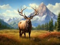 Bull Elk in Velvet  Made With Generative AI illustration Royalty Free Stock Photo