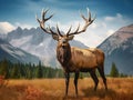 Bull Elk in Velvet  Made With Generative AI illustration Royalty Free Stock Photo