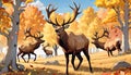 Bull elk wildlife bugling herd antlers