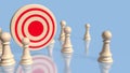 The Bull eye Target Point and chess for Business concept 3d Rendering Royalty Free Stock Photo