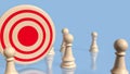 The Bull eye Target Point and chess for Business concept 3d Rendering Royalty Free Stock Photo