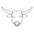 Bull face drawn with one line. Isolated stock vector illustration.