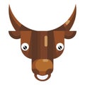 Bull face emoji, happy smiling cow icon isolated emotion sign