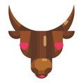 Bull face love emoji, happy smiling cow in love icon isolated emotion sign Royalty Free Stock Photo