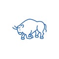 Bull fight,spain line icon concept. Bull fight,spain flat vector symbol, sign, outline illustration.