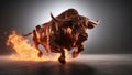 bull in fire A flaming bull that rages with fire Royalty Free Stock Photo
